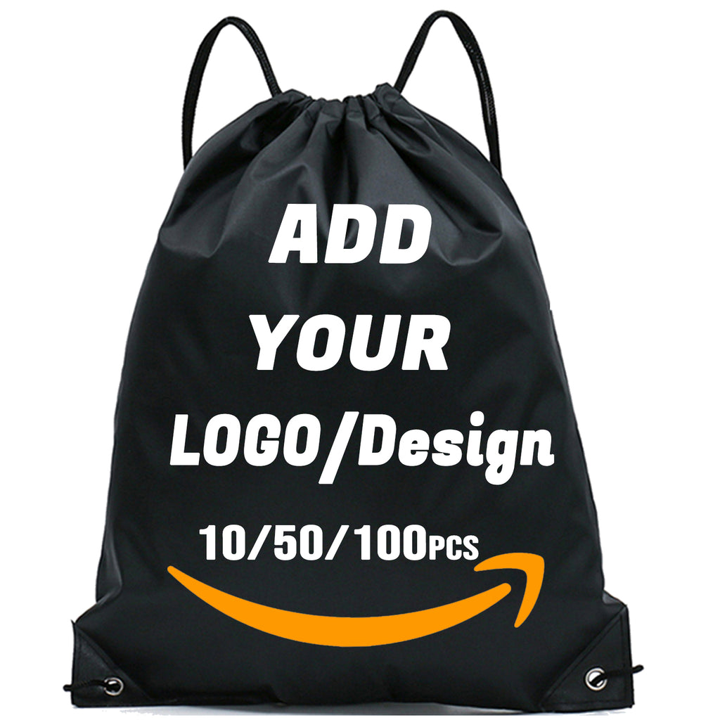 Custom Drawstring Backpack 10/50/100/200 Pcs Personalized Bulk Sport Draw String Bags with Logo, Text, Design, Customized Promotional Items