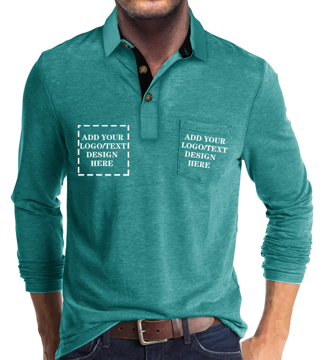 Custom Polo Shirts for Men Casual Long Sleeve Personalized Tee Shirts  Customized Golf Collared T Shirt with Pockets