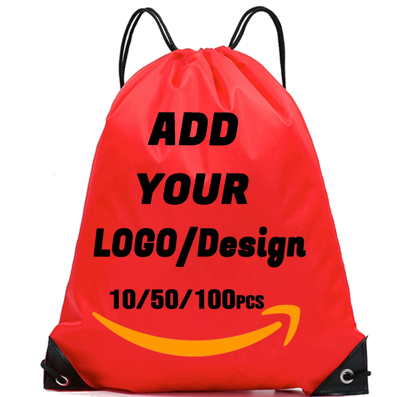 Custom Drawstring Backpack 10/50/100/200 Pcs Personalized Bulk Sport Draw String Bags with Logo, Text, Design, Customized Promotional Items