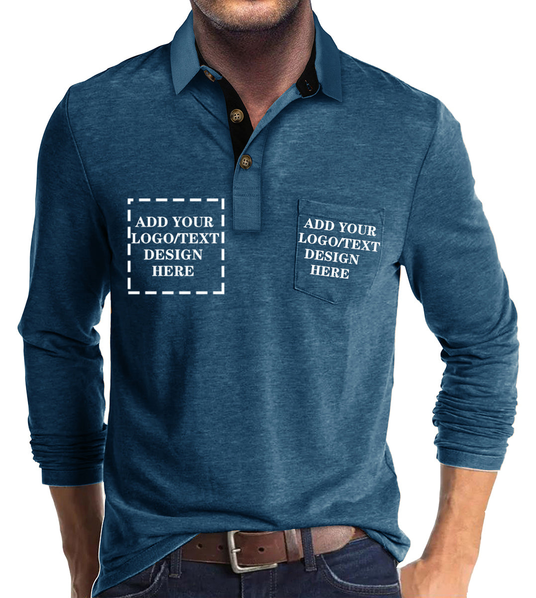 Custom Polo Shirts for Men Casual Long Sleeve Personalized Tee Shirts  Customized Golf Collared T Shirt with Pockets