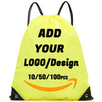 Custom Drawstring Backpack 10/50/100/200 Pcs Personalized Bulk Sport Draw String Bags with Logo, Text, Design, Customized Promotional Items