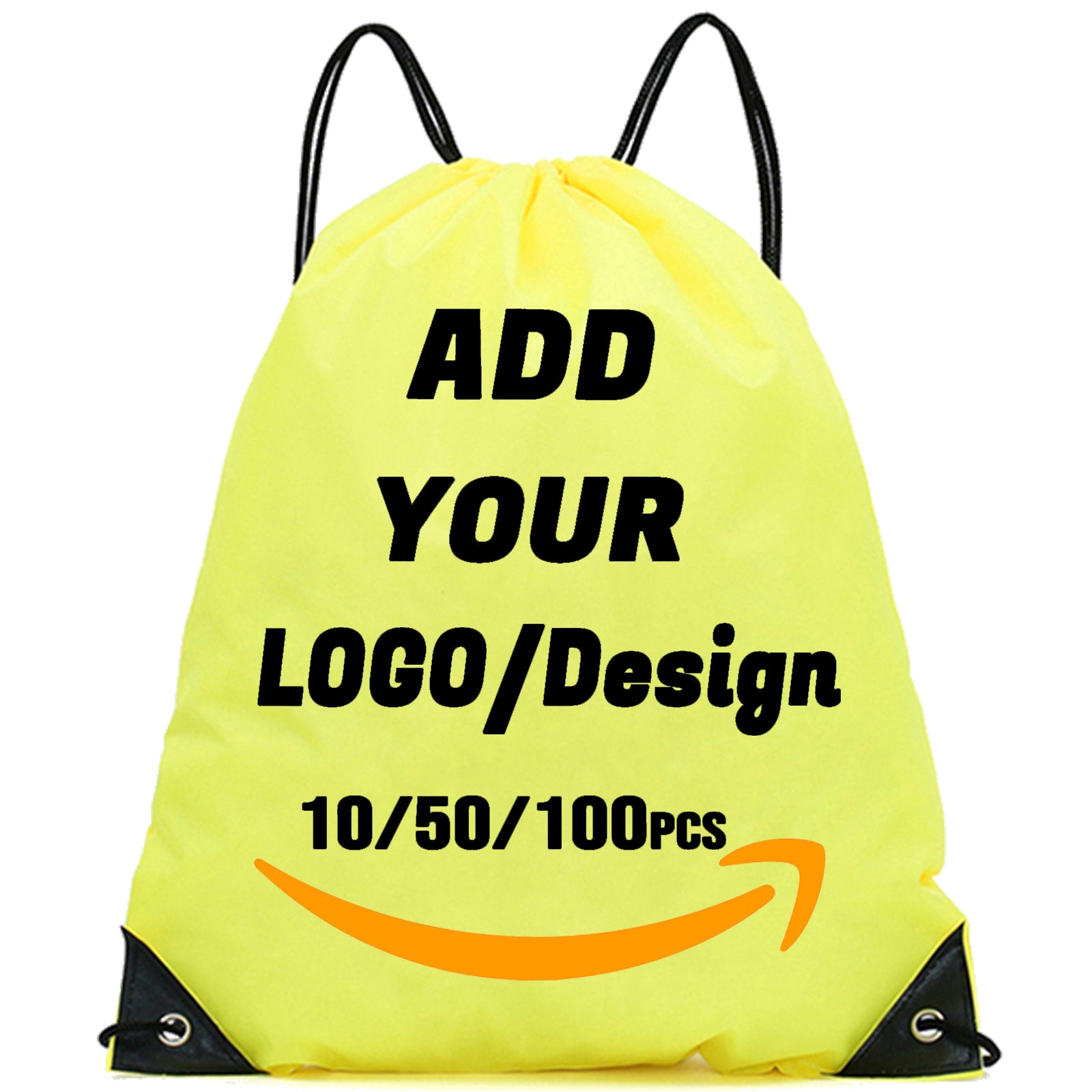 Custom Drawstring Backpack 10/50/100/200 Pcs Personalized Bulk Sport Draw String Bags with Logo, Text, Design, Customized Promotional Items