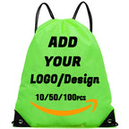 Custom Drawstring Backpack 10/50/100/200 Pcs Personalized Bulk Sport Draw String Bags with Logo, Text, Design, Customized Promotional Items