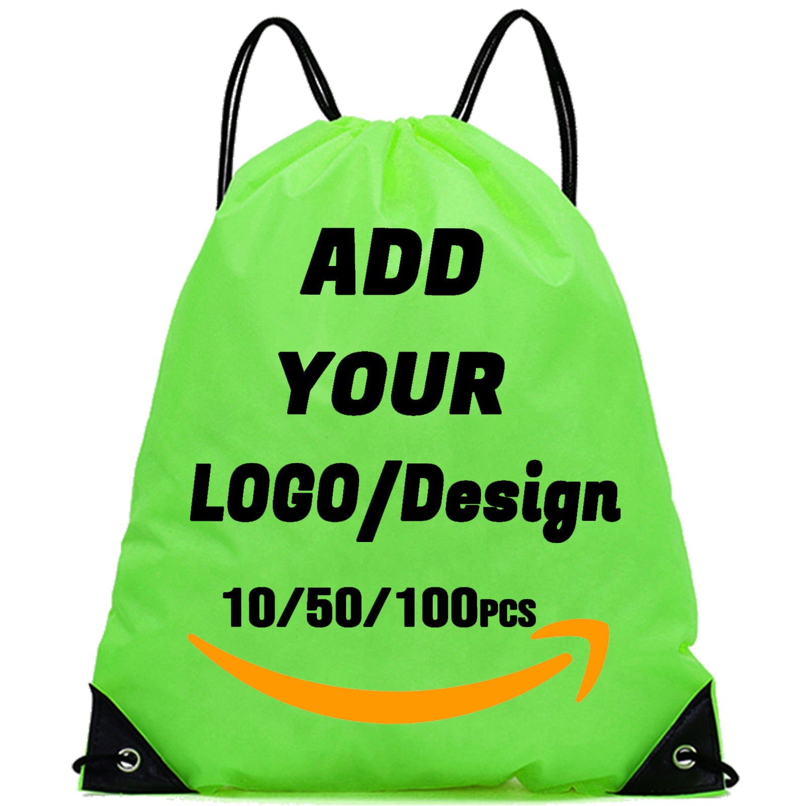 Custom Drawstring Backpack 10/50/100/200 Pcs Personalized Bulk Sport Draw String Bags with Logo, Text, Design, Customized Promotional Items