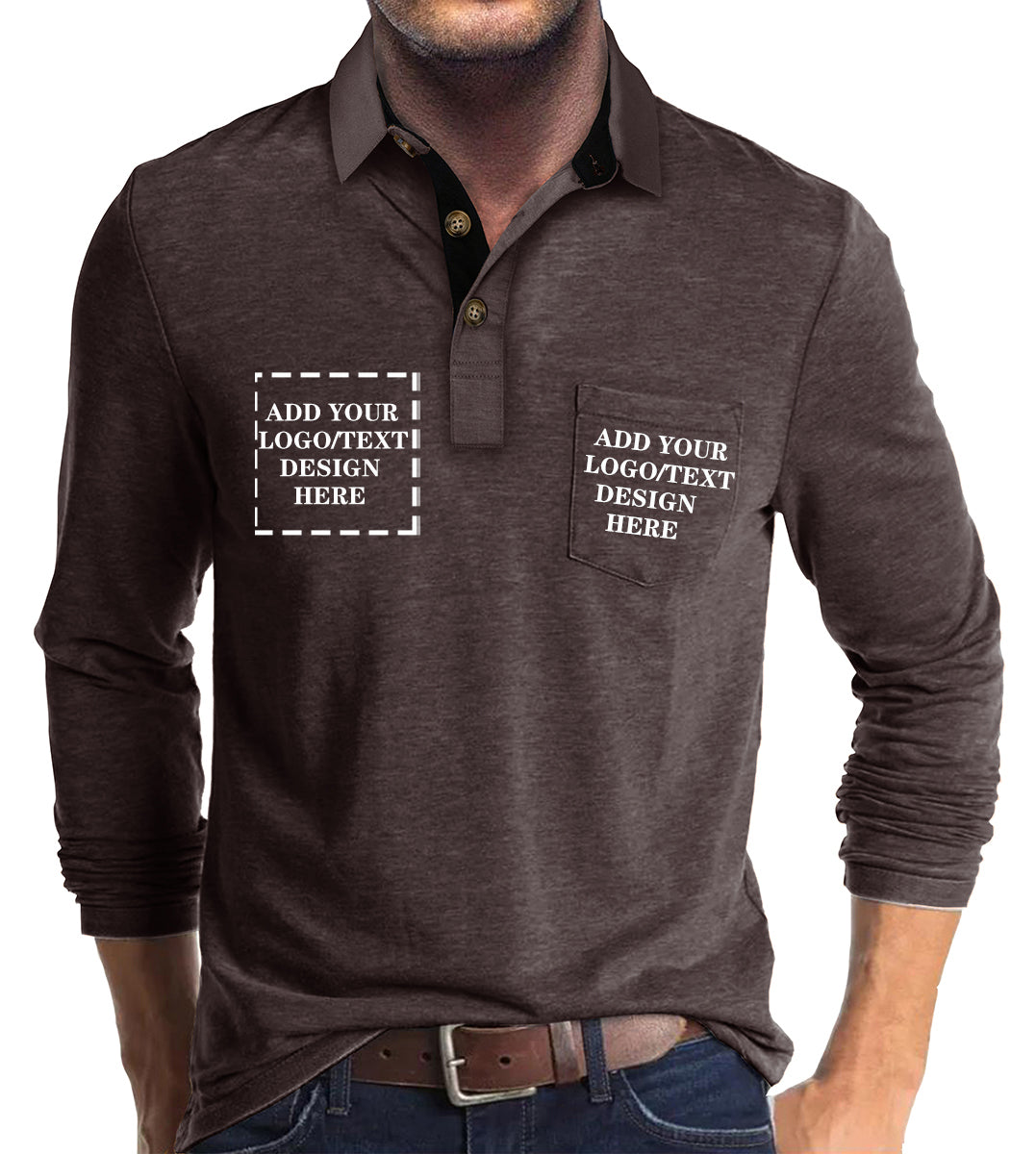 Custom Polo Shirts for Men Casual Long Sleeve Personalized Tee Shirts  Customized Golf Collared T Shirt with Pockets
