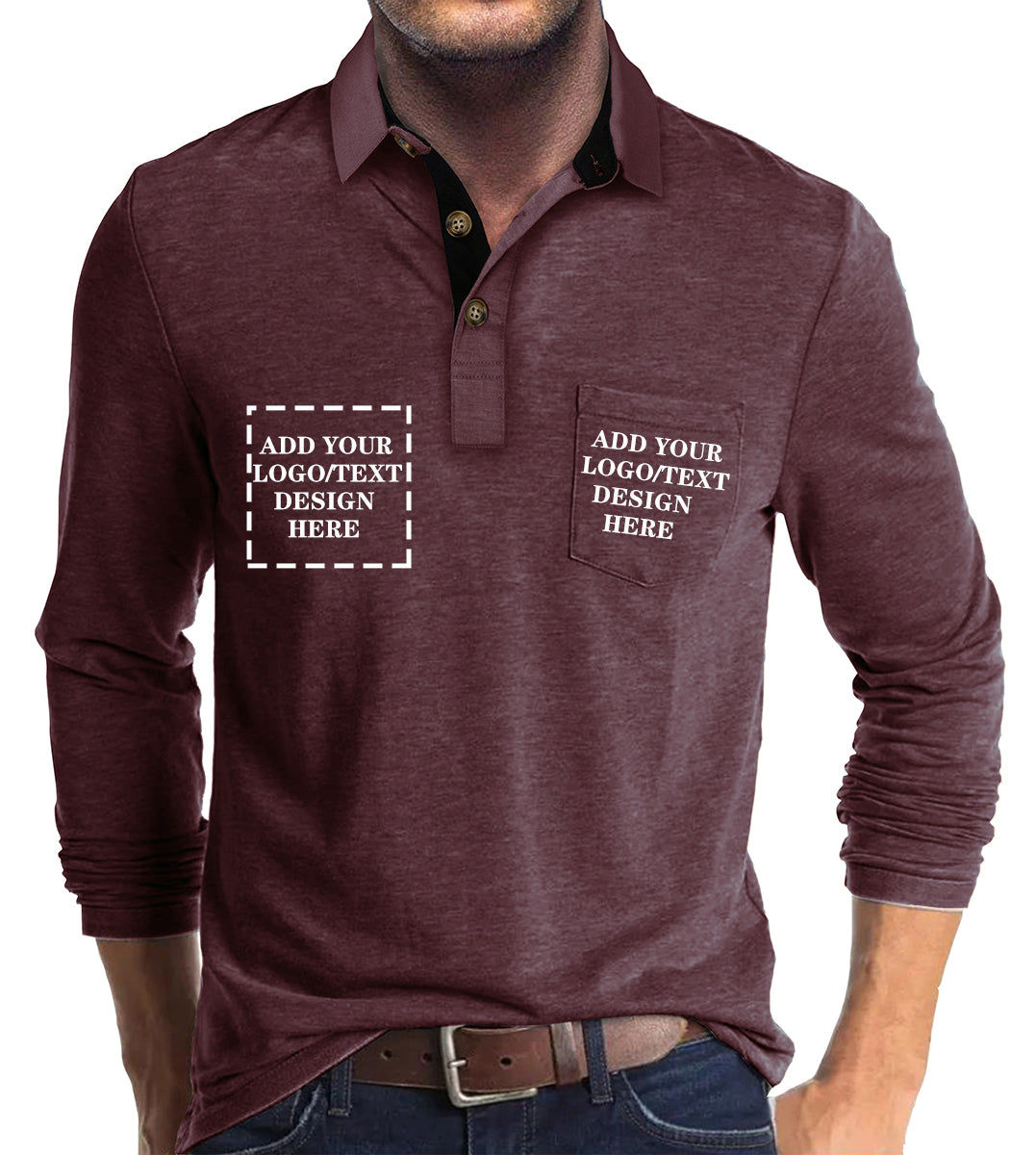 Custom Polo Shirts for Men Casual Long Sleeve Personalized Tee Shirts  Customized Golf Collared T Shirt with Pockets
