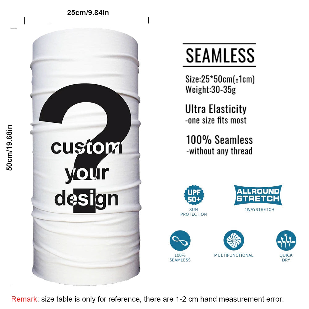 Customize Neck Gaiter Bandanas Personalized Headband Neck Cover, Custom Reusable Face Mask Breathable Headwrap Balaclava Face Mouth Cover for Men Women - 2 Sides Printed