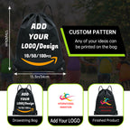 Custom Drawstring Backpack 10/50/100/200 Pcs Personalized Bulk Sport Draw String Bags with Logo, Text, Design, Customized Promotional Items